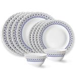 Larah by Borosil Ocean Fluted Series Opalware Dinner Set | 12 Pieces for Family of 4 | Microwave & Dishwasher Safe | Bone-Ash Free | Crockery Set for Dining & Gifting | Plates & Bowls | White