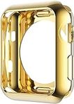 Hepsun Compatible with Apple Watch Case 42mm 38mm, Soft Flexible TPU Plated Protector Bumper Shiny Cover Lightweight Thin Guard Shockproof Frame Screen Protector Compatible for iWatch Series 3 2 1 (Gold,42mm)