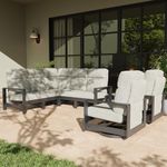 LayinSun 7-Piece Patio Furniture Set, Outdoor Aluminum Conversation Set with Swivel Chair and 6" Thick Cushions, Modern Sectional Sets for Balcony Backyard Pool