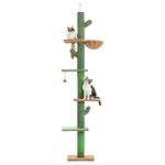 PAWZ Road Cat Tree, Cactus Floor to Ceiling Cat Tower with Adjustable Height 95-108 Inches, 5 Level Cat Climbing Tower with Cozy Hammock, Platforms and Dangling Balls for Indoor Cats