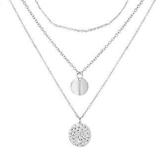 HUASAI Layered Necklace For Women Long Bar Tassel Y Lariat Disc Leaf Triangle Pendant Necklace Double Leaf Bar Knot Necklace
