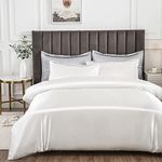 Morbuy Silk Satin King Duvet Cover with 2 Pillowcases, White Bedding Set Easy Care Duvet Cover Set with Zipper Closure - Luxury Ultra Soft Quilt Cover 3 Piece - 220x230cm