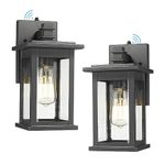 Dusk to Dawn Sensor Outdoor Wall Light Fixtures, HWH Exterior Wall Sconce Lantern with Clear Glass Shade, Exterior Light Fixtures for Garage, Entryway, Matte Black, 5HD8-B-P-2PK BK