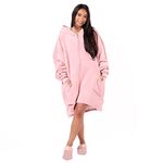 Sienna Zip Up Oversized Blanket Hoodie Wearable Blanket Women Men Hooded Cosy Warm Sherpa Fleece Cardigan, One Size - Blush Pink