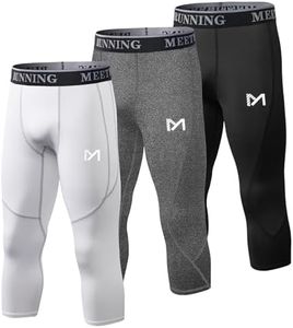 MEETYOO Men's 3/4 Compression Pants Legging Tips Cool Dry Sport Workout Heat Gear Capri Base Layer