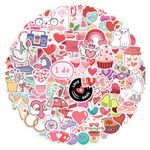 GEEHUA 100Pcs Pink Love Stickers, Waterproof Heart Sticker, Cute Scrapbook Aesthetic Reading Decals Book Lovers Gifts for Greeting Cards Laptops Phone Cases Tumblers Water Bottles Women Girls Teens