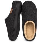 VeraCosy Men's Fuzzy Slip-on Slippers Warm Comfy Memory Foam Non-slip Indoor House Shoes Black, 10-11 UK