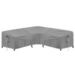 PureFit Outdoor Sectional Sofa Cover Waterproof V Shaped Patio Furniture Covers for Deck, Lawn and Backyard, 100”x100”, Gray