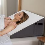 Exsnugy Patented Wedge Pillow 30.5cm Elevated Bed Wedge Pillow Headboard for Acid Reflux Relief,Sleeping,Post Surgery,Back Pain Relief,Snoring,Soft Memory Foam Top & Washable Breathable Cover