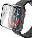 YoLin [2-Pack Hard Protective Case with Tempered Glass Screen Protector Compatible Apple Watch Series 9 / Series 8 / Series 7 41mm, PC Ultra-Thin All-around Cover For iwatch 41mm (2 Transparent)