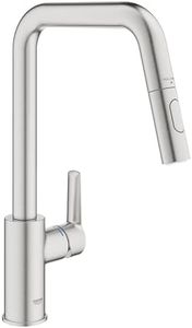 GROHE Start QuickFix – Pull-Out Dual Spray Kitchen Sink Mixer Tap (High U-Spout, 360° Swivel Area, 28mm Ceramic Cartridge, Tails 3/8 Inch), Easy to Fit with GROHE QuickMount, Stainless Steel, 30631DC0