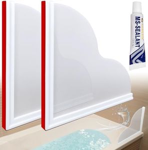 KOMOHOM Shower Corner Water Guard, Large Size Tub Topper Splash Guard, Shower Splash Guards,Bathtub Splash Guard Self-Adhesive Tub Guards to Keep Water in Tub (2pcs)