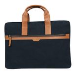 UC5 Azar Messenger Laptop Bag for Men & Women - upto 15.6" Laptops | Canvas and Genuine Leather | Water-resistant (Navy Blue)