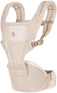 Porte-bébé Ergobaby Alta Hip Seat avec siège de hanche pour bébés et jeunes enfants à partir de 4 mois (5,5 kg - 20,4 kg), porte-bébé avec siège de hanche en Mesh SoftFlex, Natural Beige