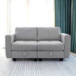 Hello-5ive Modern 2 Seater Sofa with Storage, Sectional Sofa, Removable Couch Back Cushion Covers - Fabric Small Sofa for Living Room