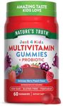 Kids Multivitamin Gummies with Probiotics | 60 Count | Vegetarian, Non-GMO, Gluten Free Supplement | Vitamin C, D3 & Zinc | Berry Punch Flavor | by Nature's Truth