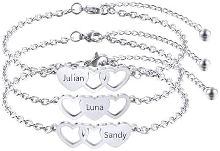 AOTXOXTOA 2 Ou 3 Bracelets En Forme De Coeur Personnalisé Gravure Bracelet D'Amitié En Acier Inoxydable Noms Pour Soeurs Meilleures Amies Femmes