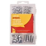 Amtech Nuts and Bolts Set - DIY at Home, Secure Fastening for Wood, Metal, Stubs, and More, Easy to Use, Includes Convenient Storage Box (150 Piece)