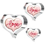 Crethinkaty 3 Pieces Heart Cookie Cutter Set Stainless Steel Valentine's Day Cookie Cutters for Baking