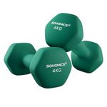 SONGMICS Set of 2 Dumbbells 2 x 4kg Gym Dumbbells with Matte Neoprene Coating Gym Non-Slip 20.5 x 9 Green SYL68GN