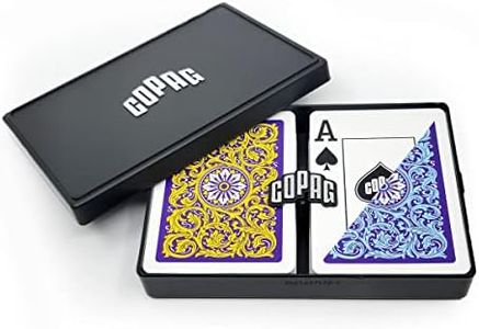 Copag 1546 Neoteric Design 100% Plastic Playing Cards, Poker Size Yellow/Blue Double Deck Set (Jumbo Index)