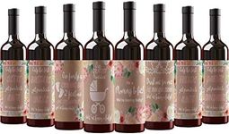 8 Pregnancy Announcement Wine Bottle Labels. For Parents to Grandparents, Brothers Sisters Friends Promoted to Aunts Uncles. Announcing New Baby Reveal. Baby Surprise Gifts Decorations