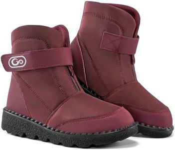 Atoshopce Womens Winter Snow Boots: Warm Fur Lined Comfortable Ankle Boot Zipper Hook Loop Waterproof Outdoor Booties for Women, Wine Red, 9.5