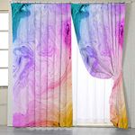 BlessLiving Colorful Marble Window Curtains Pastel Pink Blue Purple Curtains Bright Girly Living Room Curtains Accessories,1 Panel,42" W x 63" L, Grommet