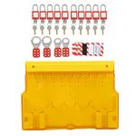 Sonew Lockout Tagout Station with Loto Devices, 10 Padlock, 20 Keys, 10 Tag, 4 Buckle Lockout Station with Cover, Lock Out Tag Out Kit, Lockout Safety Supply for Multipole Circuit Breaker Lockouts