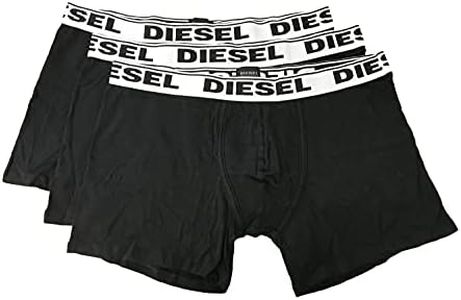 Diesel Men's Underwear Cotton/Elastane Blend Stretch Cotton, 3 Long Boxer Trunk Black (Medium)