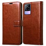 Casotec Flip Cover for Vivo Y73 / Vivo V21E | Premium Leather Finish | Inbuilt Pockets & Stand | Flip Case for Vivo Y73 / Vivo V21E (Brown)