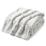 Americanflat Faux Fur Throw Blanket - Luxury 50x60 Extra Soft Plush Snow Leopard Fur, Reversible & Machine Washable Cozy Throw for Bed, Couch, Sofa, or Living Room Decor - Gray and White