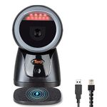 Tera Wireless Omnidirectional Barcode Scanner: 1D 2D QR Barcode Scanner Omnidirectional with Wireless Chargers Desktop Hands-Free 2.4G Wireless & USB Wired Corded Bar Code Reader for POS Model 9600