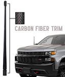 Votex - The Spartan - 13 3/4 Inch Short Flexible Rubber Antenna fits Chevrolet Silverado 1500, 2500, 3500 | GMC Sierra 1500,2500,3500 Accessories - Black Carbon Fiber Trim - Tuned Internal Copper Coil