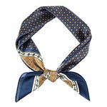 GERINLY Square Neck Scarf for Men Vintage Kerchief Classic Grid Cravat Elegant Gentleman Neckerchief for Costume (Navy)