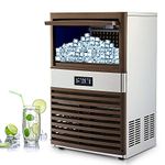 WILPREP Commercial Ice Machine, Industrial Ice Maker Machine, Freestanding Stainless Steel Ice Cube Machine with 15kg Ice Storage Capacity(88.45KG 195LB/24H)