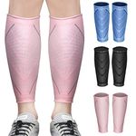 Calf Compression Sleeves for Women & Men 2 Pack Elastic Calf Support Footless Socks Ventilation Calf Brace for Pain Relief, Sports Recovery, Cycling, Travelling, Gym Calf Guards (Pink, M)