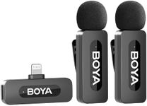 BOYA Wireless Lavalier Microphone for iPhone iPad - Dual Mini Omnidirectional Condenser Video Recording Mic for Video Recording Podcast YouTube TikTok Facebook, Plug-Play Lapel Mic