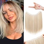 REECHO Invisible Wire Hair Extensions with Thinner Softer Lace Weft 12" Short Straight Clips in Secret Hairpiece for Women 12 Inch (Pack of 1) - Ash Blonde with Highlights