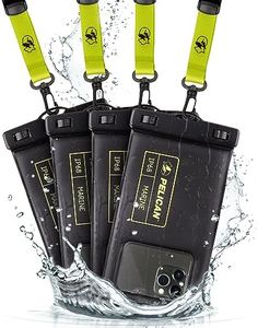 Pelican Marine - IP68 Waterproof Phone Pouch/Case (4 Pack Regular Size) - Floating Waterproof Phone Case for iPhone 14 Pro Max/ 13 Pro Max/ 12 Pro Max/ S23 Ultra - Detachable Lanyard - Black/Yellow