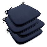 downluxe Indoor Chair Cushions for Dining Chairs, Dutch Velvet Fabric Memory Foam Chair Pads with Ties for Kitchen, Dining Room and Bedroom, 17" X 16" X 1.5", Navy, 4 Pack