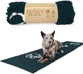 My Doggy Place Microfiber Dog Mat for Muddy Paws, 8' x 2' Teal with Paw Print - Non-Slip, Absorbent and Quick-Drying Dog Paw Cleaning Mat, Washer and Dryer Safe - Hallway Runner