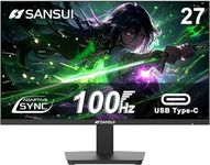 Sansui Monitor 27-inch 100Hz PC Monitor, USB Type-C FHD Computer Monitor, HDR/HDMI/Earphone Jack/Frameless/Ergonomic Tilt/VESA Compatible for Game and Office (ES-27F2C, HDMI Cable Included)