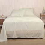 LINENWALAS 100% Pure Cotton Percale Linen Bedsheet for Single Bed Size Bedding with Pillow Cover for Bedroom, Soft Smooth Crisp Hotel Quality Flat Sheets for Summer (90x60 Inch, Ivory)