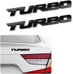 2PCS Turbo Letter Car Emblem,Metal Car Decals 3D Car Stickers for Car Decor,Universal Waterproof Exterior Car Accessories Car Badges for Hood,Door,Fender,Tailgate,Front/Rear Bumper (Black)