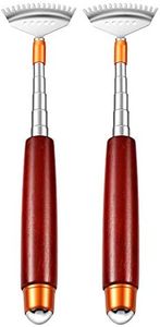 2 Pack Back Scratchers, Azymi Telescoping Back Scratcher for Women Men Extendable with Wooden Handle-Massage Roller-Steel Claw, Portable Back Massager for Head Scalp Face Scratch