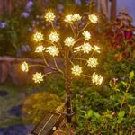 Homehop Solar Lights for Garden Outdoor Waterproof Decorative Flower Lamp with 20 Led, for Landscape, Pathway, Home Decor & Courtyard, Auto On/Off,(Aluminum,Warm White Pack of 1)