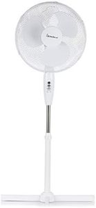 Signature S40011 Portable 16 Inch Oscillating Pedestal Fan with Adjustable Tilt Angle and Height, 3 Plastic Blades, 3 Speed Settings, Carry Handle, White