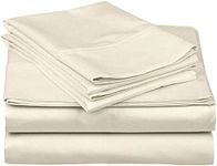 Cotton Sheets Set, Breathable & Cooling Sheets - Hotel Luxury Bed Sheets - Extra Soft- Easy Fit - 4 Piece Set - 600 Thread Count, Wrinkle Free - 55 CM Deep Pocket -Ivory Solid, Super King Size