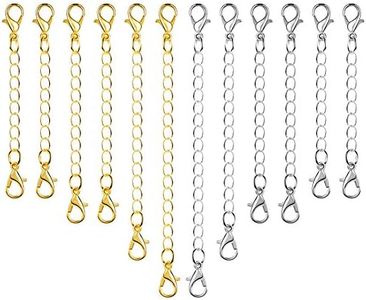 Paxcoo 12Pcs Chain Extender Jewelry Necklace Lobster Clasps and Closures for Necklace Bracelet Jewelry Making Supplies
